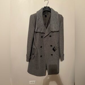 Mango Suit Elegant Gray belted coat